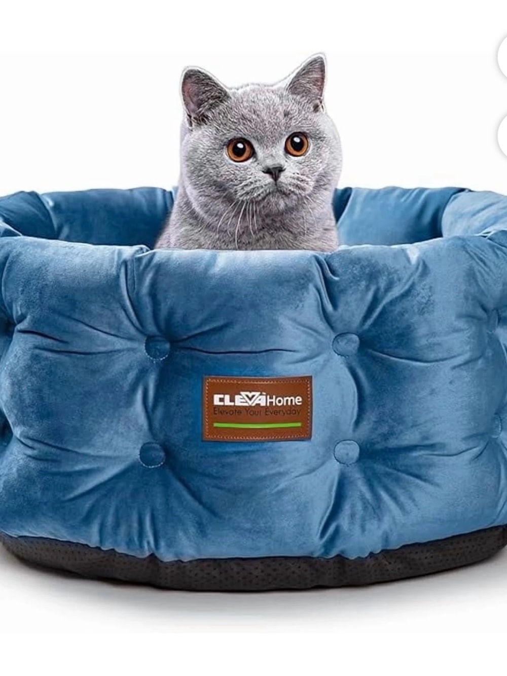 Blue Plush Calming Pet Bed for Dogs & Cats 20” Round Donut Bed